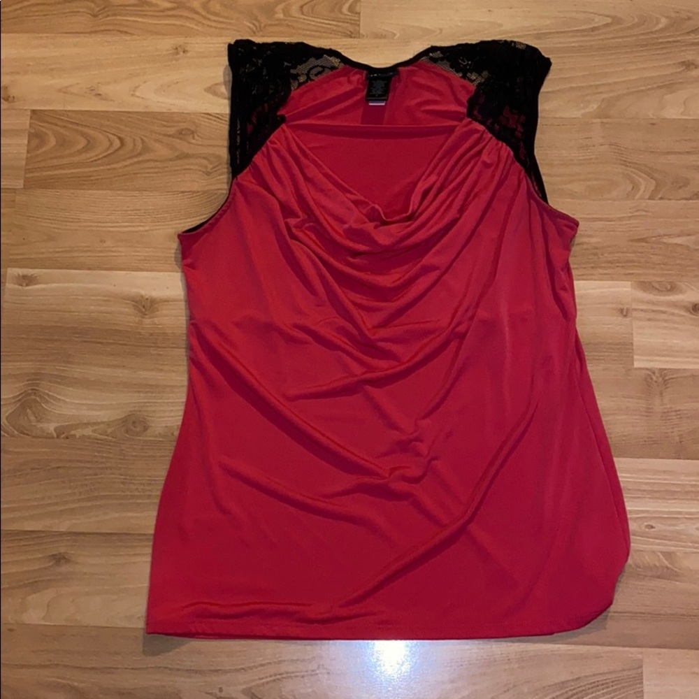 Pink lace shoulder tank top from Torrid